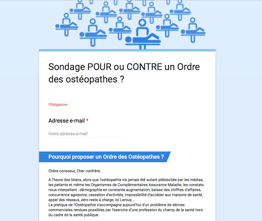 Sondage Pour ou Contre un Ordre des Ostéopathes